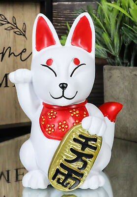 #ad Japanese Charm Maneki Kitsune Fox Statue Inari Shiba Inu Supernatural Wisdom $20.49