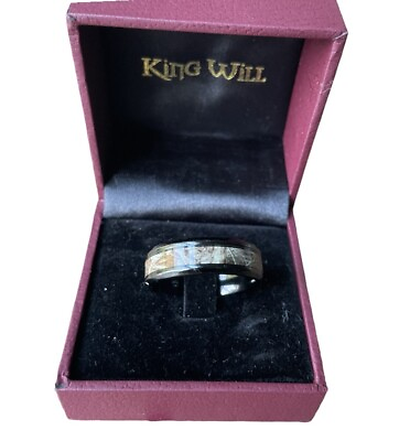 #ad King Will Titanium Woodland Camo Band Ring w Box Large Size $14.99