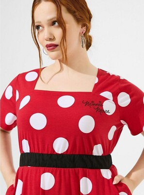 #ad Torrid Disney Minnie Mouse Polka Dot Cosplay Costume Halloween Dress NWT New 3X $65.90