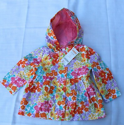 #ad Gymboree Infants Girls Rain Jacket Floral Hooded Multicolor Size 12 24Mos $22.00