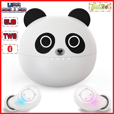 #ad Wireless Earbuds For Kids Cute Panda Noise Reduction HD Calling Led $34.99