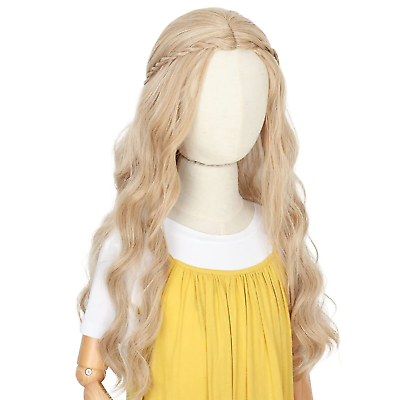 #ad Blonde Cosplay Wig for Kids Girls Halloween Costume Party Long Wavy Wigs $38.55