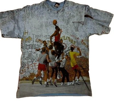 #ad Vintage Michael Jordan T Shirt Nike AOP 90s M All Over Print Playground $299.00