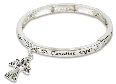 #ad NEW Guardian Angel Bangle Bracelet 7 1 2 quot; Adjustable with Angel pendant $6.87