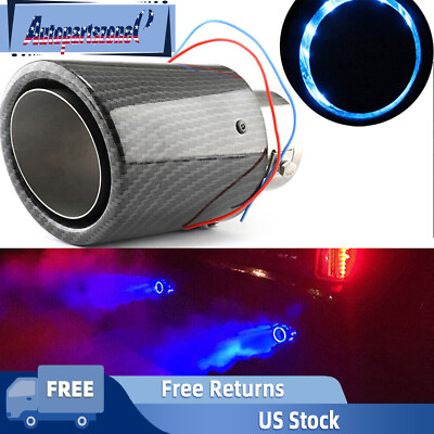 #ad ⭐Universal Car Exhaust Muffler Tip Tail Pipe Carbon Fiber Blue LED Turbo Throat⭐ $17.94