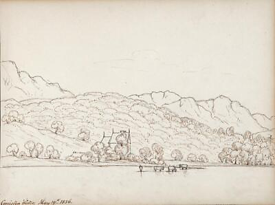 #ad CONISTON WATER LAKE DISTRICT Antique Pen amp; Ink Drawing 1836 19TH CENTURY GBP 100.00
