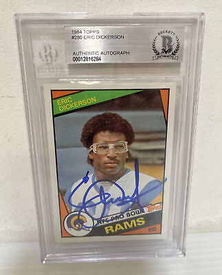#ad Eric Dickerson Signed Autographed 1984 Topps Rookie #284 Card RC Beckett BAS $127.99