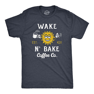#ad Mens Wake N Bake Coffee Co T Shirt Funny 420 Joint Smoking Caffeine Lovers Tee $14.00
