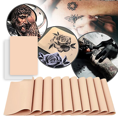 #ad 5 100PCS 6quot;x8quot; Tattoo Skin Practice Double Sides Fake Skin for Tattoo Supplies $8.49