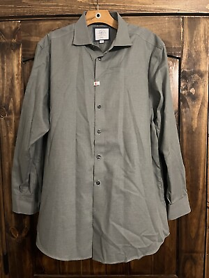 #ad Men#x27;s Charles Tyrwhitt Dress Shirt Gray W Small Pattern 17 35 Non Iron Slim Fit $18.00