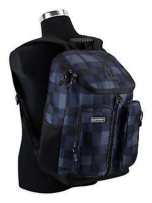 #ad Blue Black Plaid Unisex Theo Top Loader Laptop Backpack 7.25 x13.50x18.75 Inches $26.99
