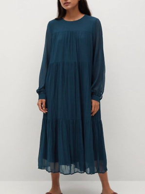 #ad Mango Flowy Pleated Dress Size 4 # 7A 1583 NEW $16.45