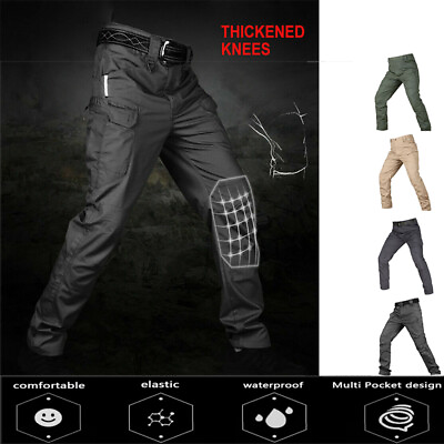 #ad Tactical Cargo Pants Mens Work Pants Combat Outdoor Waterproof Hiking Trousers $27.99