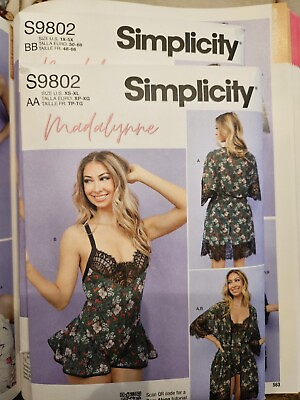 #ad 1 NEW Simplicity S9802 Misses amp; Womens Pattern Robe amp; Teddy Lingerie 1X 5X $9.99