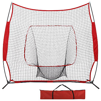 #ad 7x7Ft Baseball Softball Practice Batting Training Net w Carry Bag Strike Zone $41.58