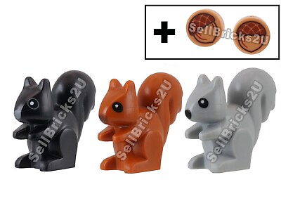 #ad NEW LEGO Squirrel Animal City Park Zoo Black Grey Dark Orange $1.00