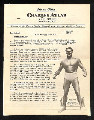 #ad Original 1940s Charles Atlas Body Physique Building System Newsletter 89845b47 $31.96