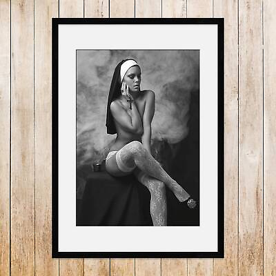 #ad Nuns Naughty Nun Nude nuns print Smoking Nun Gallery Framed A3 $97.60