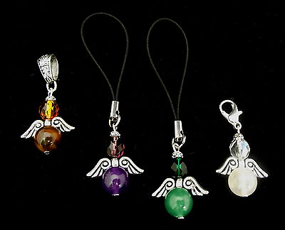 #ad Guardian Angel Charms Gemstone Choice of 14mm Clip on Lariat Dangle Pendant GBP 4.27