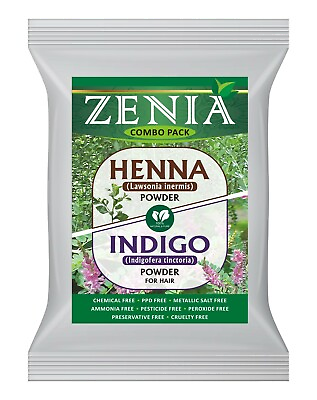#ad 100g Zenia Indigo Powder amp; 100g Pure Henna Powder Hair Dye Black Combo Pack $11.99