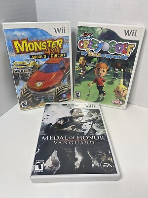#ad Wii Lot of 3 Games Metal of Honor Vanguard Monster 4x4 amp; Crazy Golf $14.80