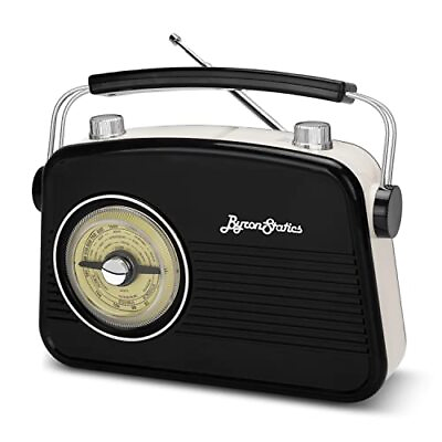 #ad ByronStatics Black AM FM Radio Small Portable Radios Vintage with Headphone... $25.96