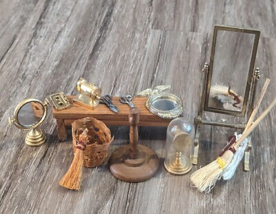 #ad Vintage Miniature Dollhouse Accessories amp; Decor Lot Of 14 Pieces Mirrors Clock $19.99