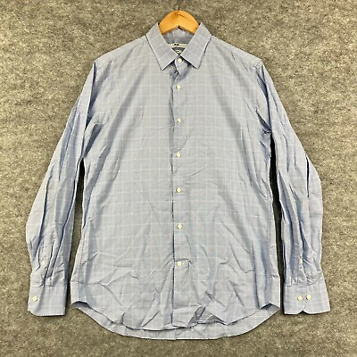#ad Uniqlo Mens Button Up Shirt Size Medium Slim Blue Plaid Long Sleeve 16401 AU $14.36