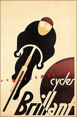 #ad Cycles Brilliant 1925 Vintage Poster Print French Bicycle Advertising Art Deco $19.40