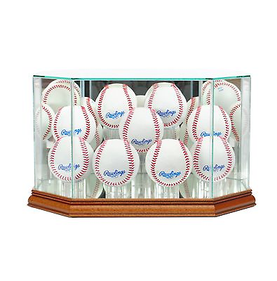 #ad New 9 Ball Baseball Display Case Glass amp; Mirror Walnut Molding FREE SHIPPING $86.25