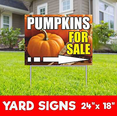 #ad PUMPKINS FOR SALE Yard Sign Corrugate Plastic with H Stakes Halloween Carnival $399.45