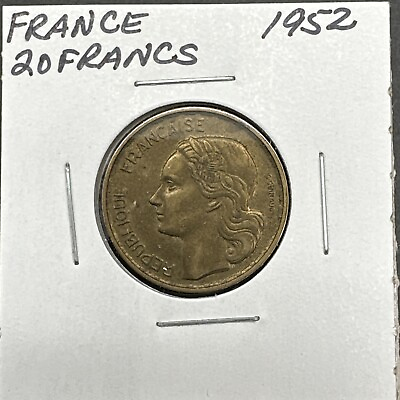 #ad 1952 France 20 Francs Copper Aluminum Marianne G Guiraud $0.99
