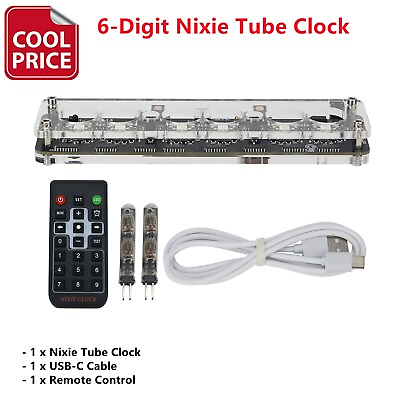 #ad IN 14 6 Digit Nixie Tube Clock Advanced Version w Remote LED Colorful Light $40.85