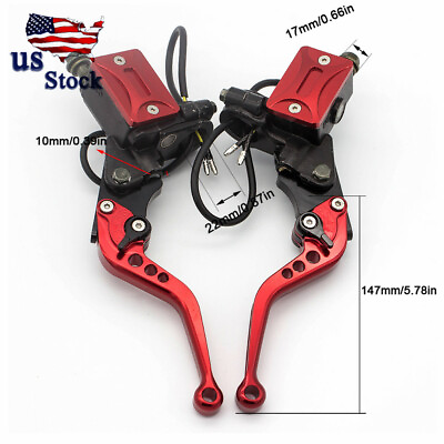 #ad Aluminum Motorcycle Lever Handle Hydraulic clutch Brake Pump Master Cylinder Red $41.99