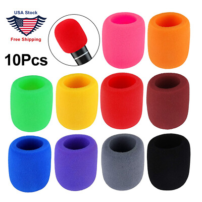 #ad 10PC Colorful Microphone Windscreen Pop Filter Sponge Foam Wind Shield Mic Cover $8.33
