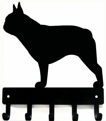 #ad French Bulldog Dog Leash Hanger Metal Wall Key Rack Holder 5 Hooks Sm 6quot; wide $15.99