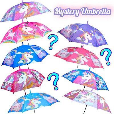 #ad *MYSTERY* Cute Automatic Open Rainbow Unicorn Kids Girls Rain Umbrella Parasol $11.99