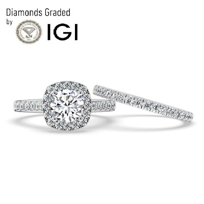 #ad IGI F VS1 3.00 Ct Lab Grown Diamond Bridal Engagement Ring Set 950 Platinum $2941.20