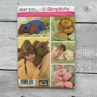 #ad Simplicity 4547 Sewing Pattern Stuffed Animal Rabbit Lion Bear Dog Lamb UNCUT $7.43