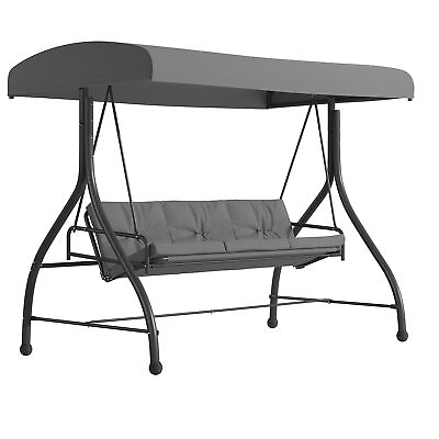 #ad Flash Furniture Tellis 3 Seat Outdoor Patio Swing Gray TLH007GY $363.26