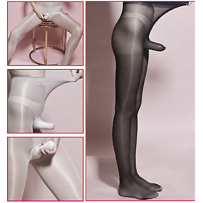 #ad US Mens Tights Pantyhose Sheath Bulge Pouch Sheer Footed See Through Nightwear $6.64
