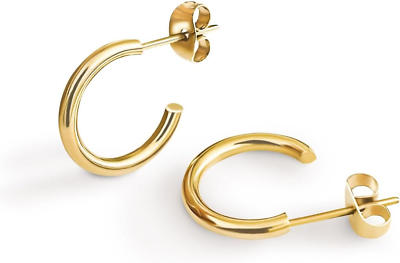 #ad 18K Small Gold Hoop Earrings for Women Gold Plated Thin Tube Earrings Lightw $39.99