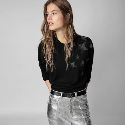 #ad Zadig amp; Voltaire Hot diamond black 100% cashmere sweater women#x27;s sweater $69.00