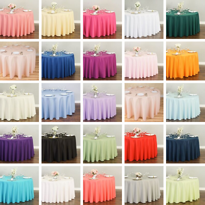 #ad 1 or 10 LinenTablecloth 132 in. Round Poly Wedding Banquet Tablecloths 28 Colors $18.25