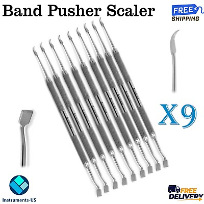 #ad 9Pcs Dental Band Pusher Scaler Orthodontic Band Placement Seating Cement Cleanup $63.25