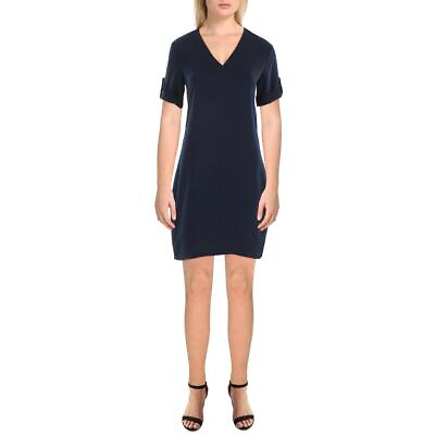 #ad Lauren Ralph Lauren Womens Blue V Neck Mini Casual Shift Dress 2 BHFO 4874 $11.99
