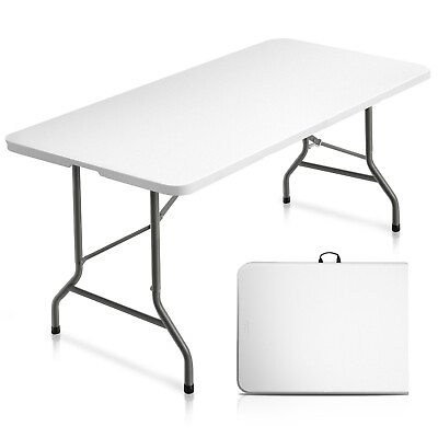 #ad VINGLI 6 Foot Plastic Folding Table Portable Long White Table for Indoor Outdoor $79.99