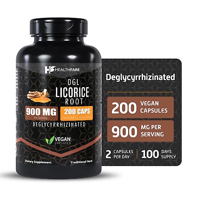#ad Licorice Root Capsules 900 mg 200 Count DGL Supplement Extract Ultra High Purity $18.99