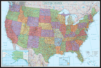 #ad United States US USA Wall Map Poster Decorator Edition by Swiftmaps $16.95