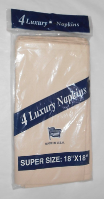 #ad 4 Luxury Napkins 18quot; x 18quot; OSTROW TEXTILE Cotton Polyester Beige New in Package $9.60